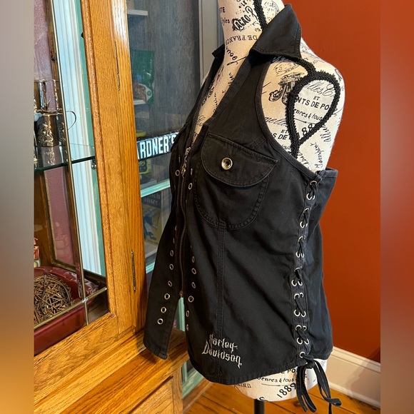 Harley-Davidson® RARE VINTAGE FIND‼️ Super Sexy Lace-Up Halter Top- Large ❤️‍🔥 - Picture 5 of 12